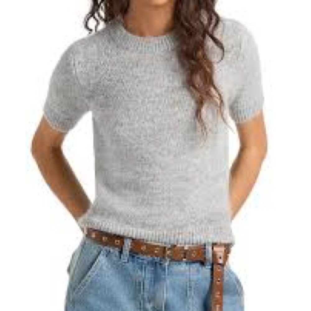Zara Soft Gray Fuzzy Top